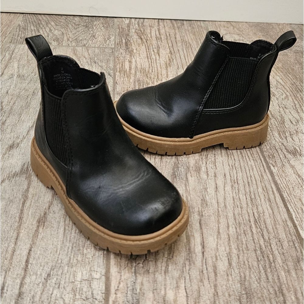 Old Navy Black Faux Leather Ankle Boots Size 7